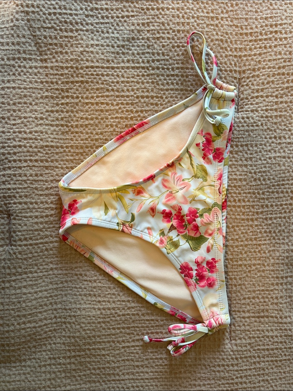 Kona Sol Girls' Floral Tie-Side Swim Bottom - White, Pink, Green